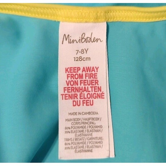 Mini Boden Girl's One-Piece Swimsuit Bird Summer Pool Water Park Blue Sz 7-8 - Picture 4 of 8